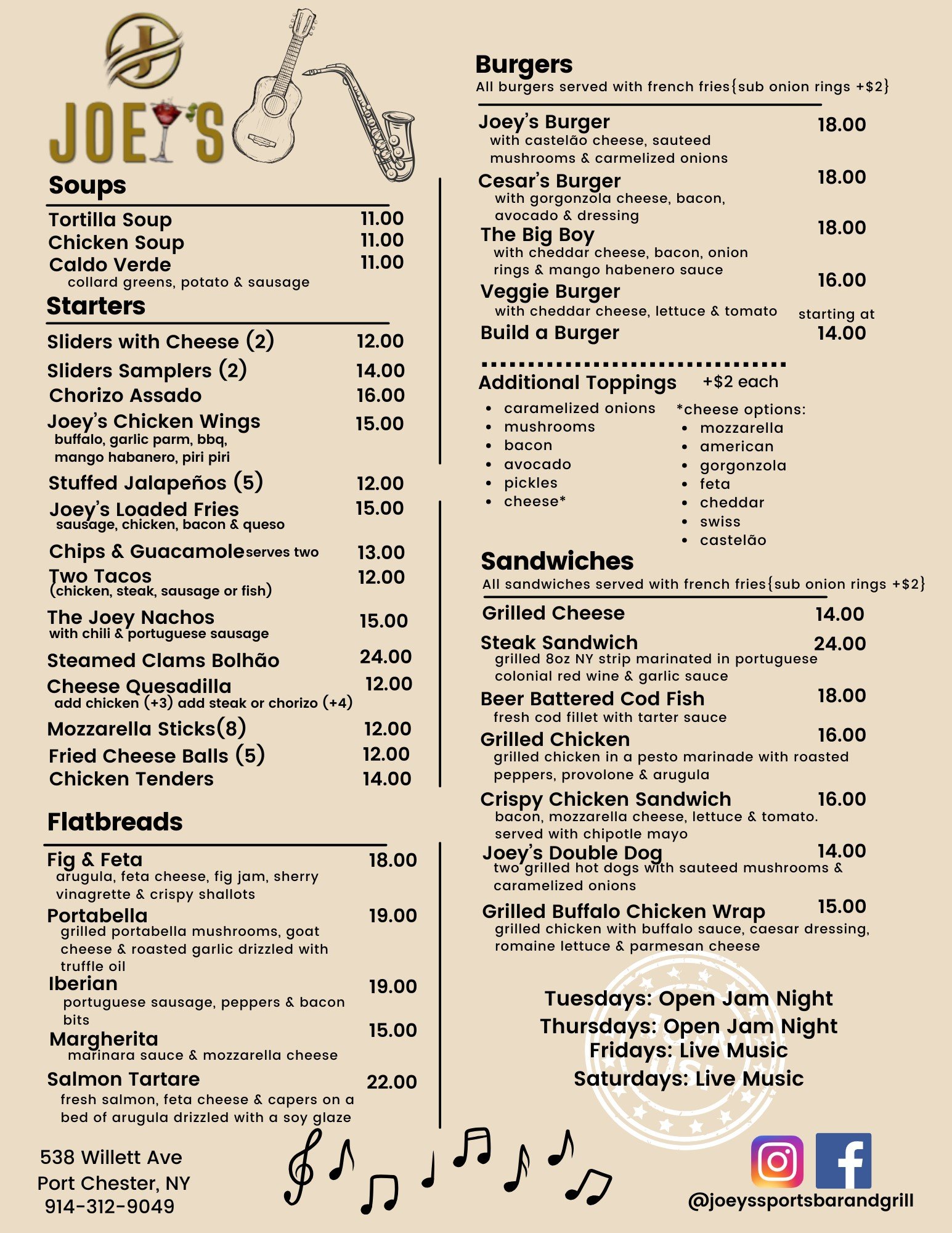 Joeys menu deals